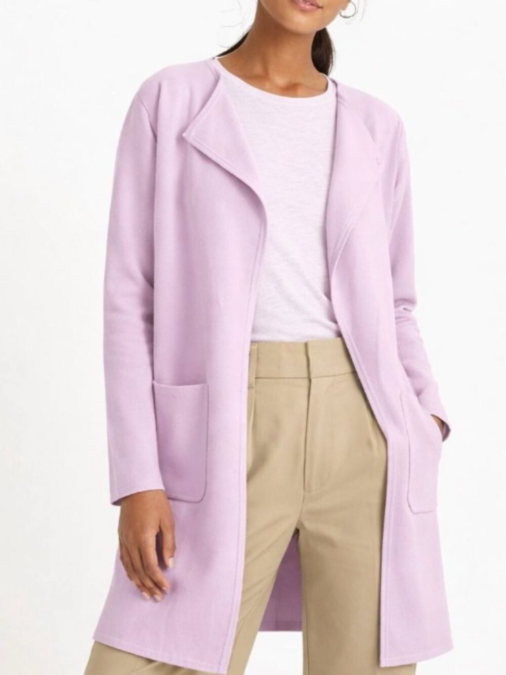 J.Crew 365 Long Open Front Cardigan Sweater Lilac Purple Size M